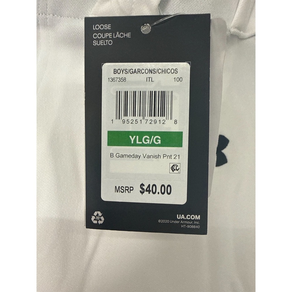 Under Armour Youth Large Baseball Pants - Comfortable & Stylish, White, YLG/G - Picture 3 of 3